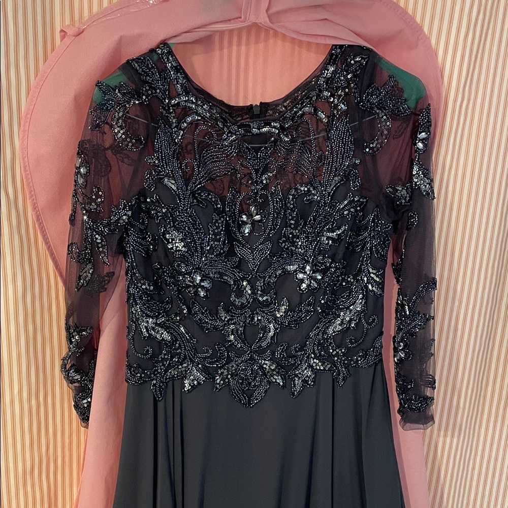 Elegant Navy Blue Embellished Dress